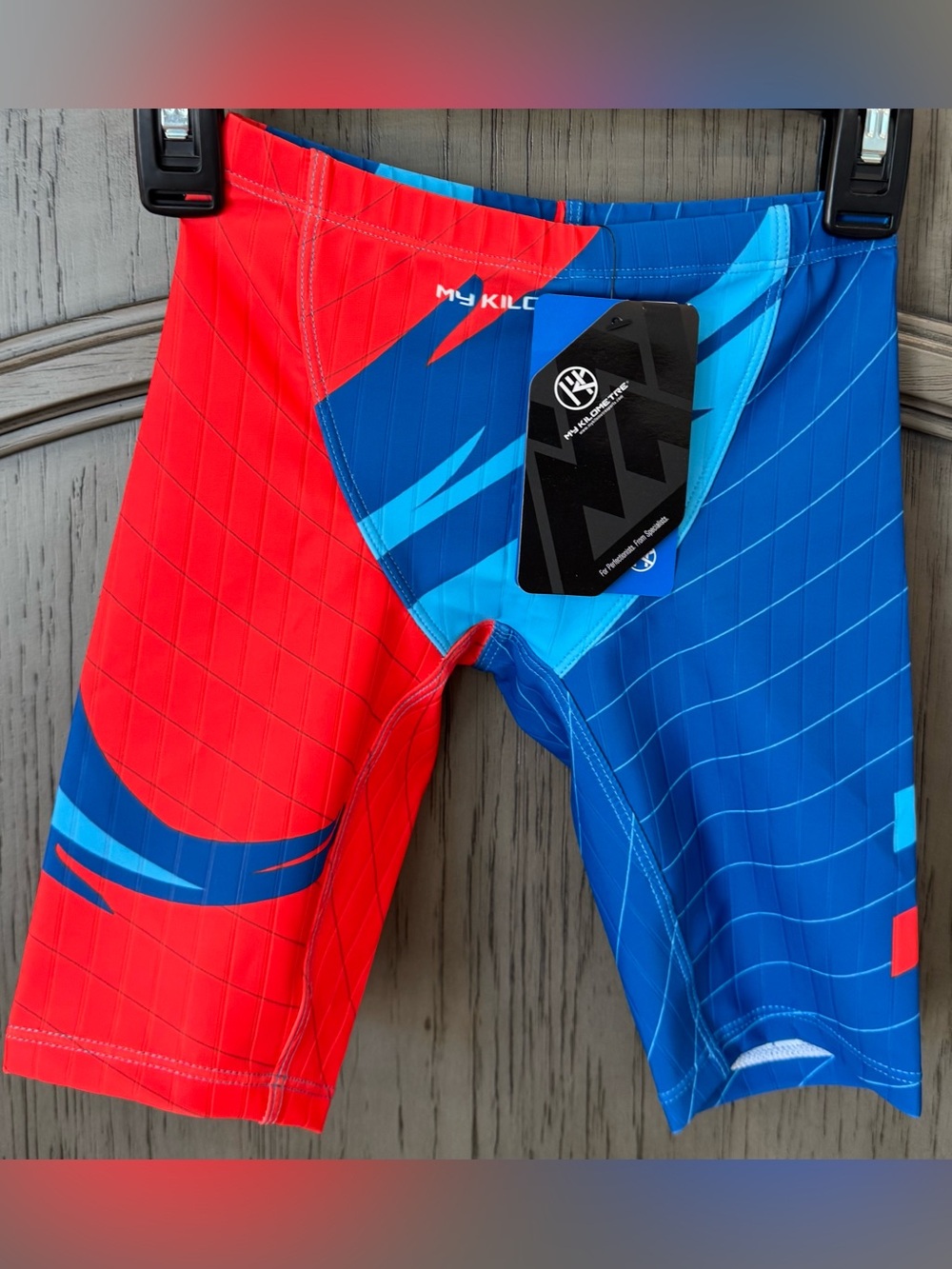 Kids Colorblock Red & Blue Swim Jammers
